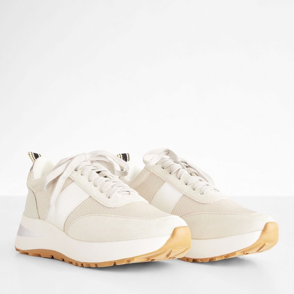 ShuShop Cream and Gum-Trim Platform Sneakers
